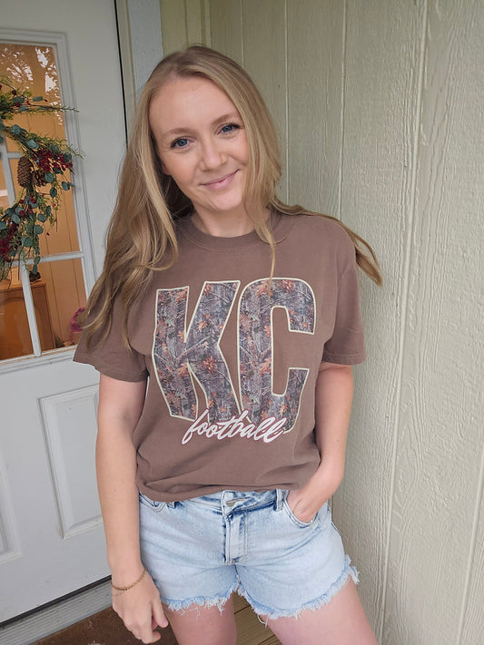 KC FOOTBALL CAMO Espresso Vintage Wash Tee