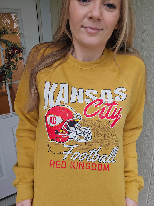 KANSAS CITY Retro Stadium Mustard Crewneck Sweatshirt
