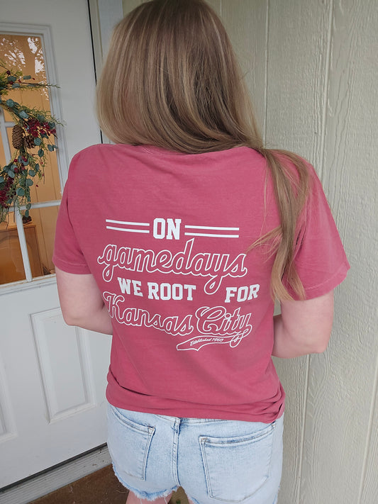 ON GAMEDAYS WE ROOT FOR KC Red Pocket Vintage Tee
