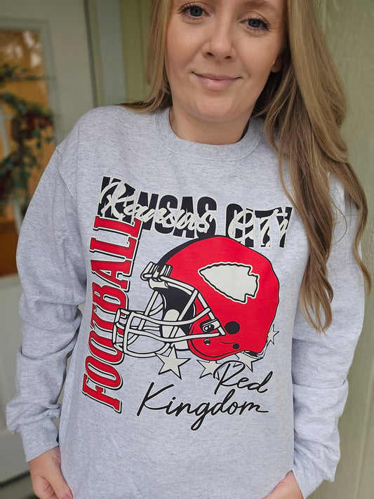 KC HELMET/STAR Ash Grey Crewneck Sweatshirt