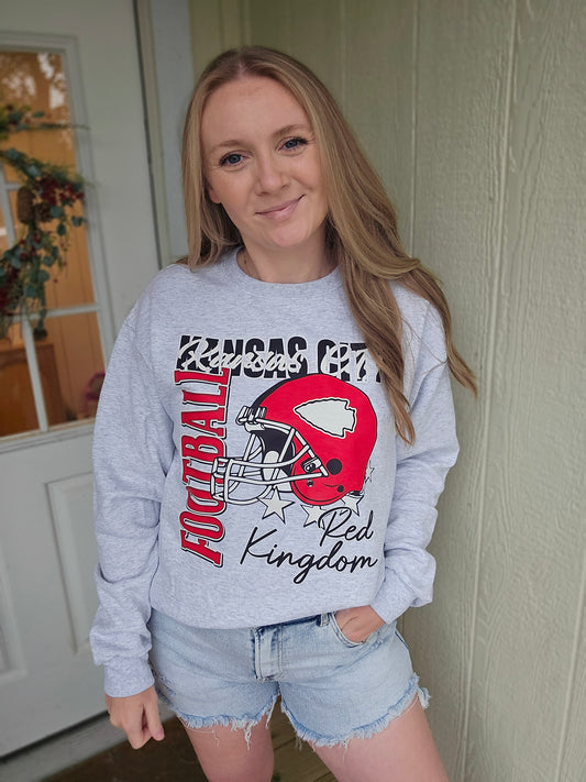 KC HELMET/STAR Ash Grey Crewneck Sweatshirt