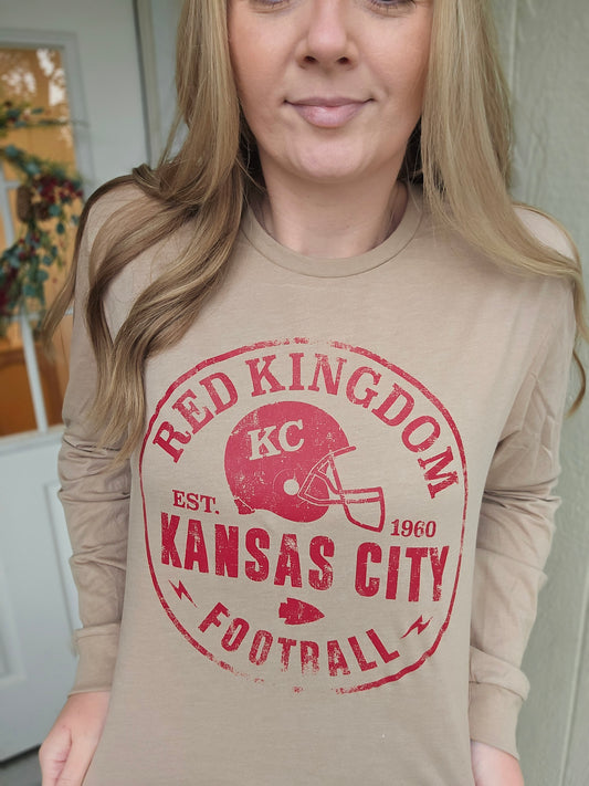 RED KINGDOM Distressed Circle Taupe Long Sleeve Tee