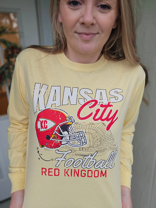KC RETRO STADIUM Butter Yellow Long Sleeve Tee