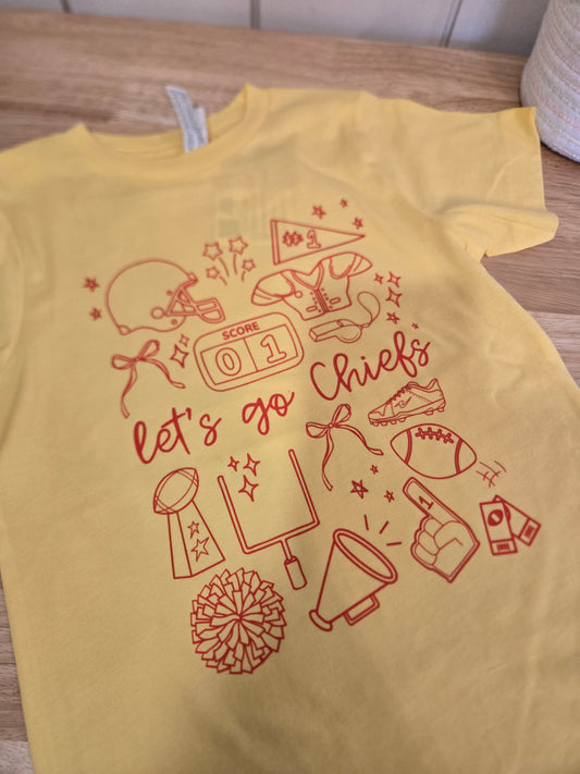 GO KC DOODLE Butter Yellow Short Sleeve Tee (YOUTH)