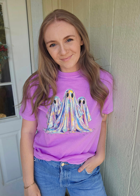 MULTICOLOR GHOST TRIO Neon Purple Vintage Wash Tee