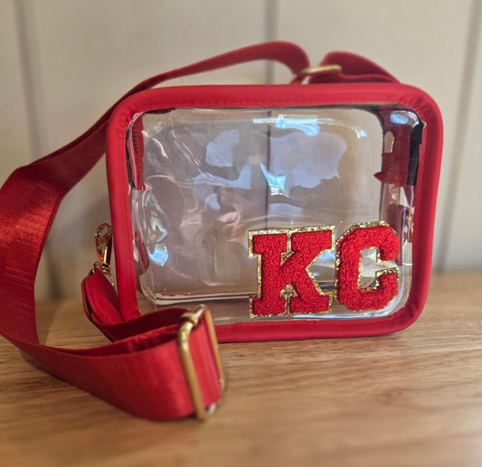 KC CHENILLE Red/Clear Stadium Bag