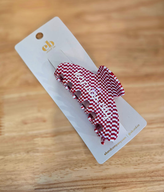 KANSAS CITY SCRIPT Checkered Engraved Claw Clip