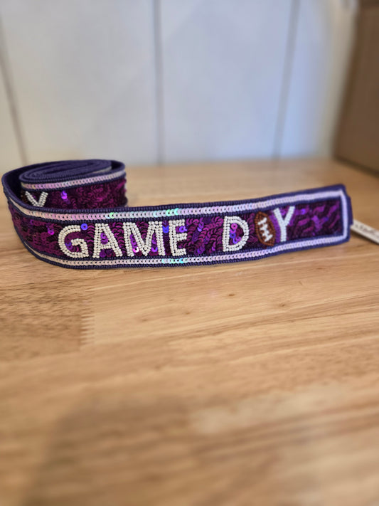 PURPLE GAME DAY Bead/Sequin Stadium Bag Strap (Strap Only)