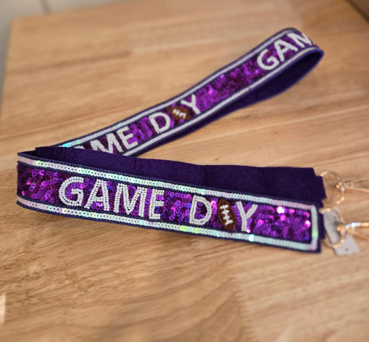 PURPLE GAME DAY Bead/Sequin Stadium Bag Strap (Strap Only)