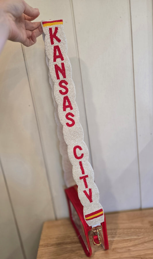 KANSAS CITY Scalloped Jersey Beaded Stadium Bag Strap