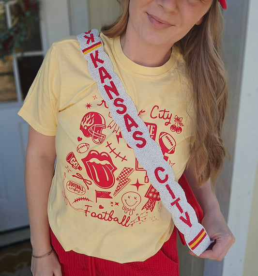 KANSAS CITY Scalloped Jersey Beaded Stadium Bag Strap