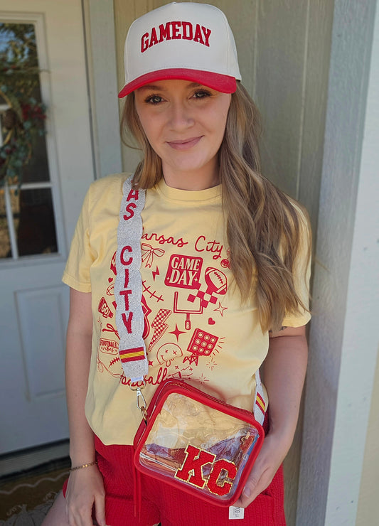 KC CHENILLE Red/Clear Stadium Bag