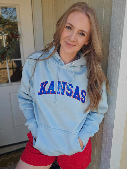 KANSAS Light Blue Hooded Sweatshirt