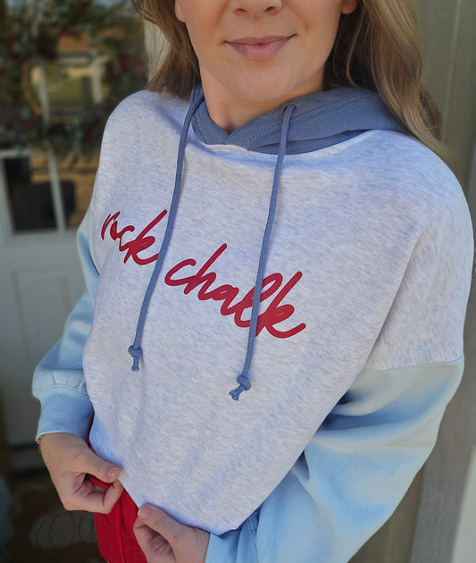 KANSAS R.C. Blue ColorBlock *Cropped* Hoodie