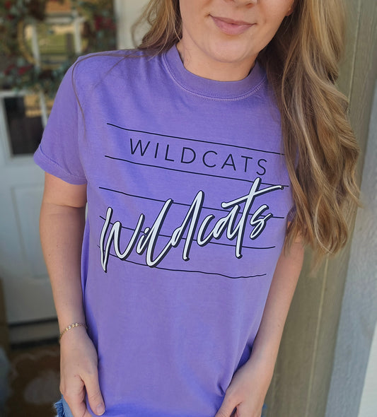 WILDCATS Lines Violet Vintage Wash Tee