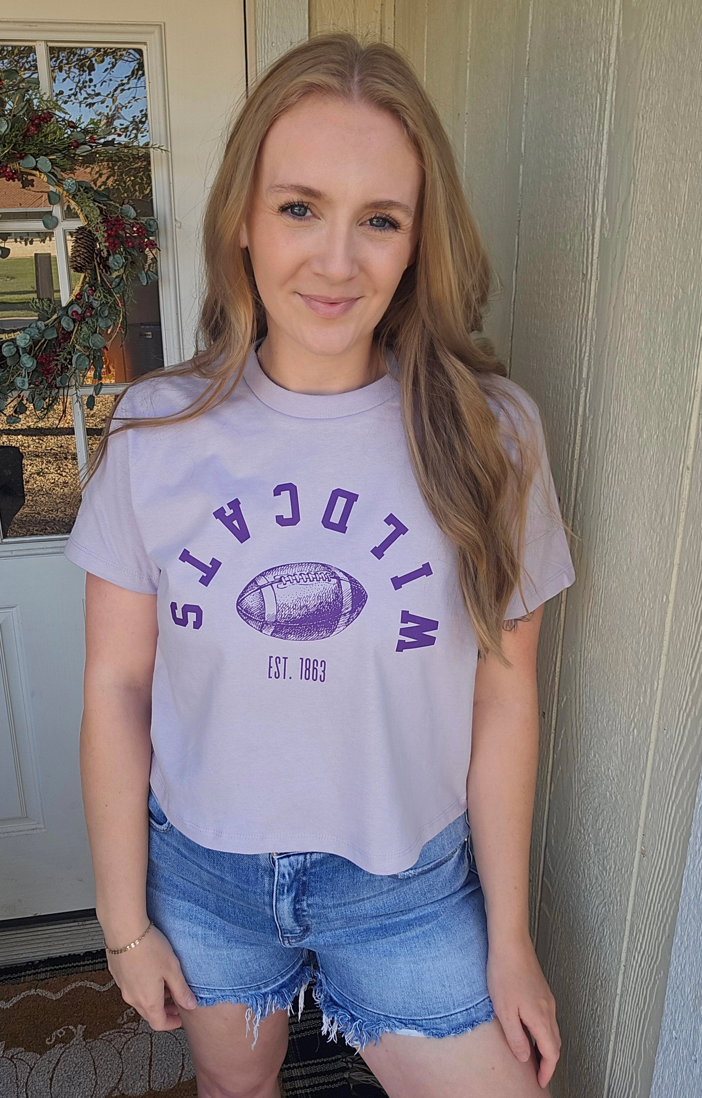 UPSIDE DOWN Wildcats Lavender Crop Tee