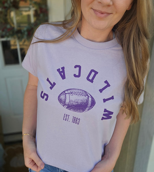 UPSIDE DOWN Wildcats Lavender Crop Tee