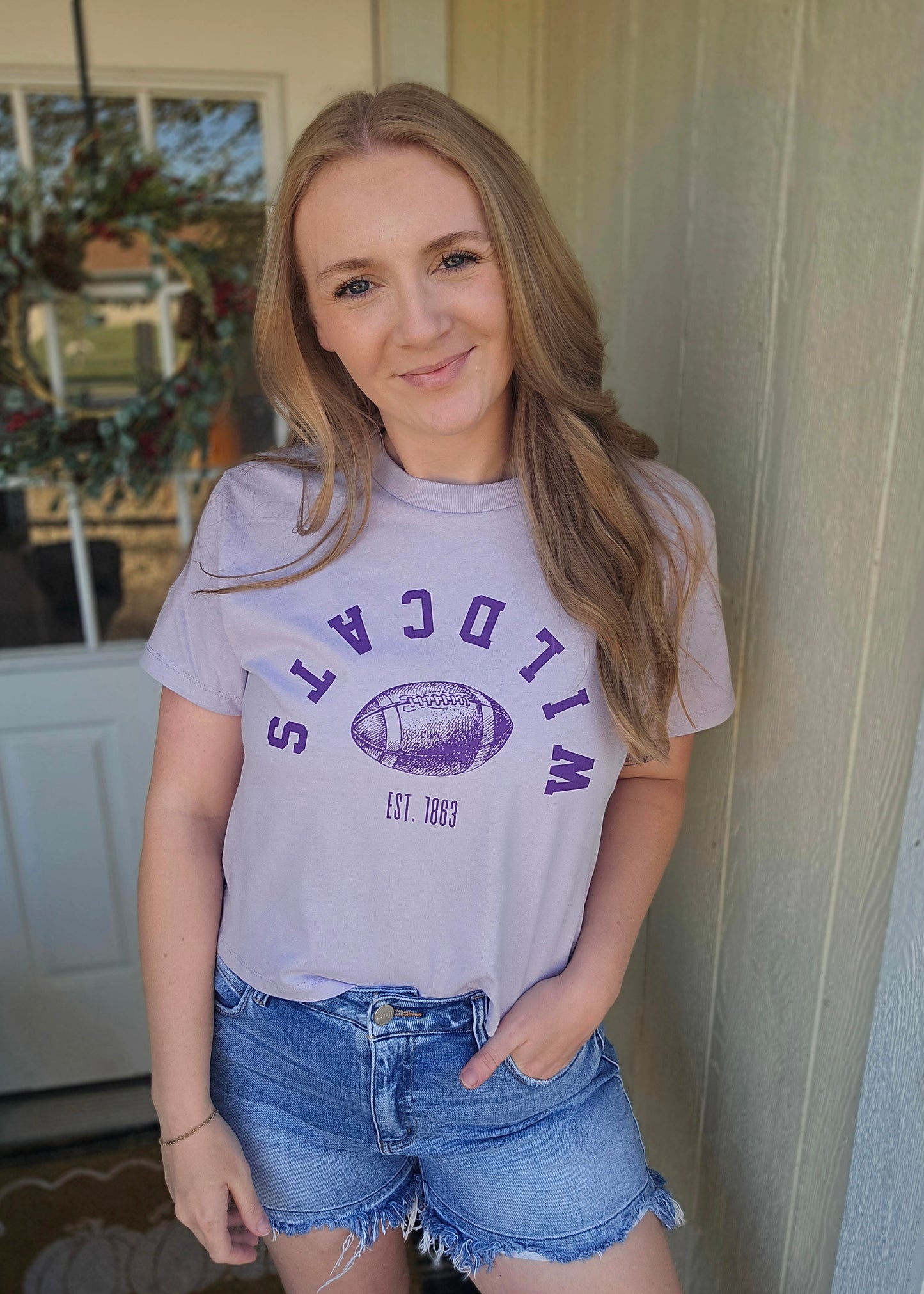 UPSIDE DOWN Wildcats Lavender Crop Tee