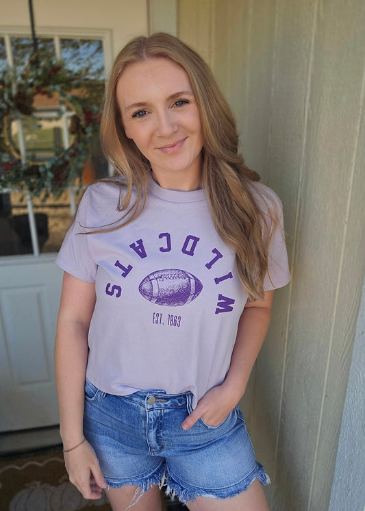 UPSIDE DOWN Wildcats Lavender Crop Tee