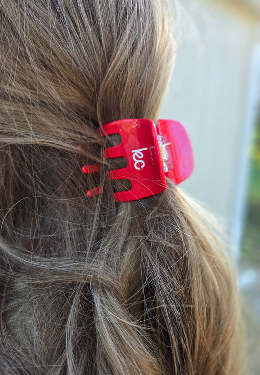 SMALL KC Engraved Red Claw Clip