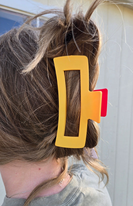 2-TONE Red/Gold Claw Clip (JUMBO)
