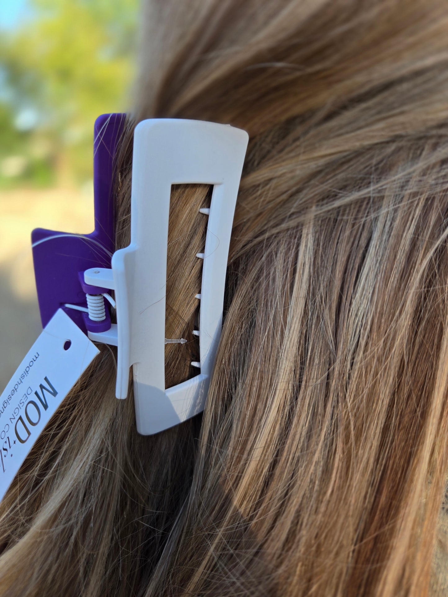 2-TONE White/Purple Claw Clip