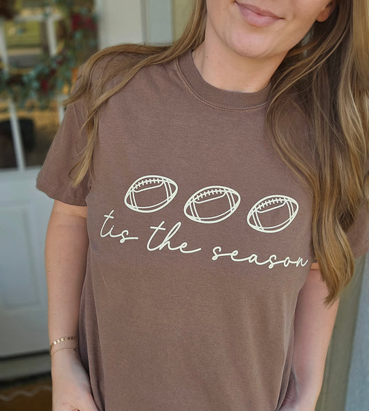 TIS THE SEASON Football Espresso Vintage Wash Tee