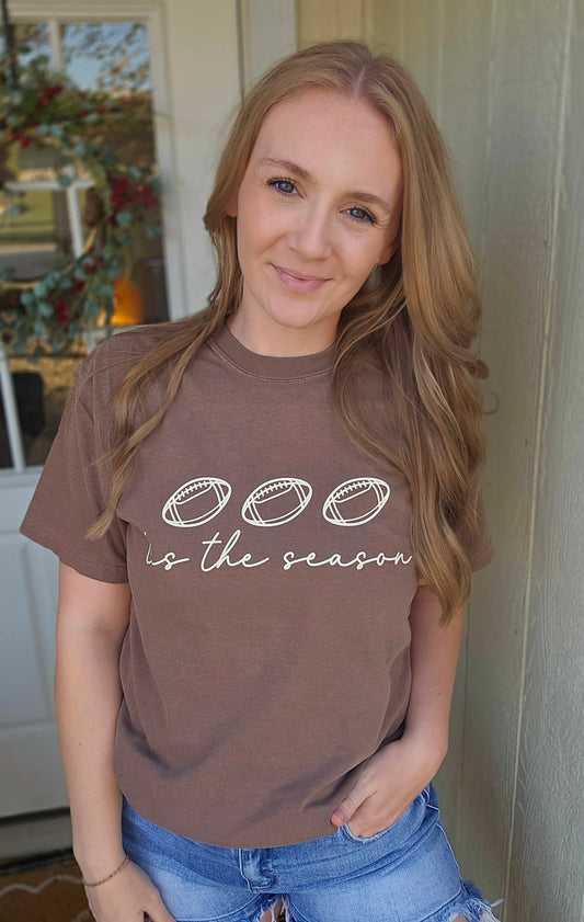 TIS THE SEASON Football Espresso Vintage Wash Tee