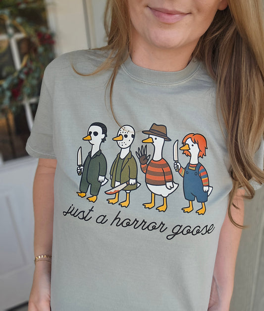 JUST A HORROR GOOSE Sage Vintage Wash Tee