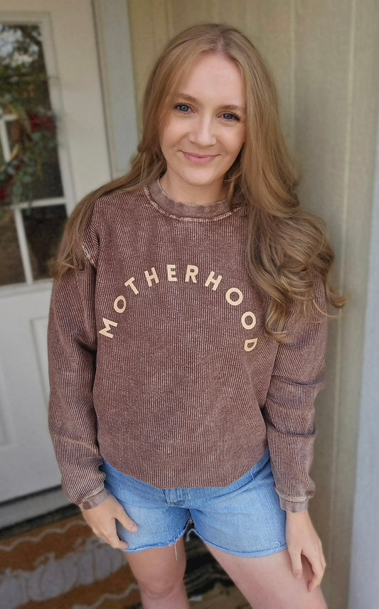MOTHERHOOD Espresso Vintage Corded Crewneck Sweatshirt
