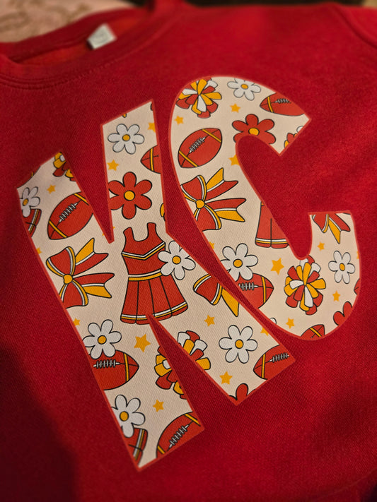 KC CHEER/DAISY Red Crewneck Sweatshirt (TODDLER/YOUTH)