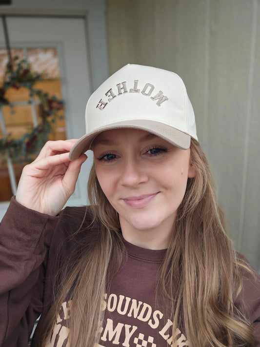 MOTHER Embroidered Mocha/Beige Trucker Hat