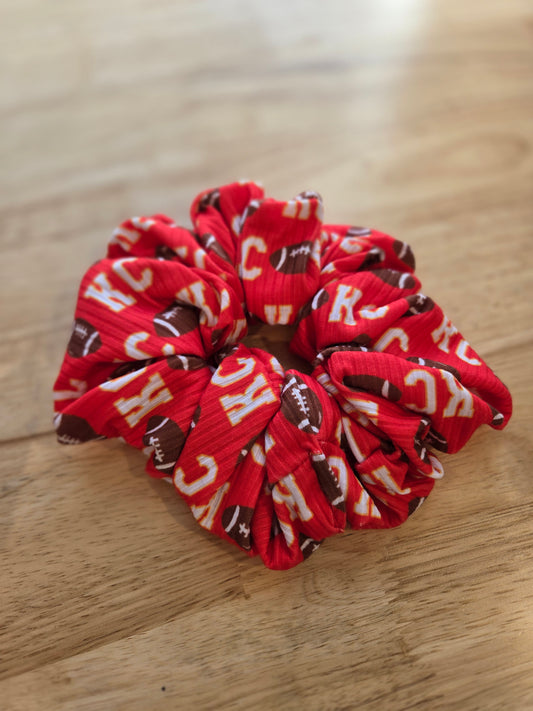 KC FOOTBALL Ribbed Red Oversized Scrunchie