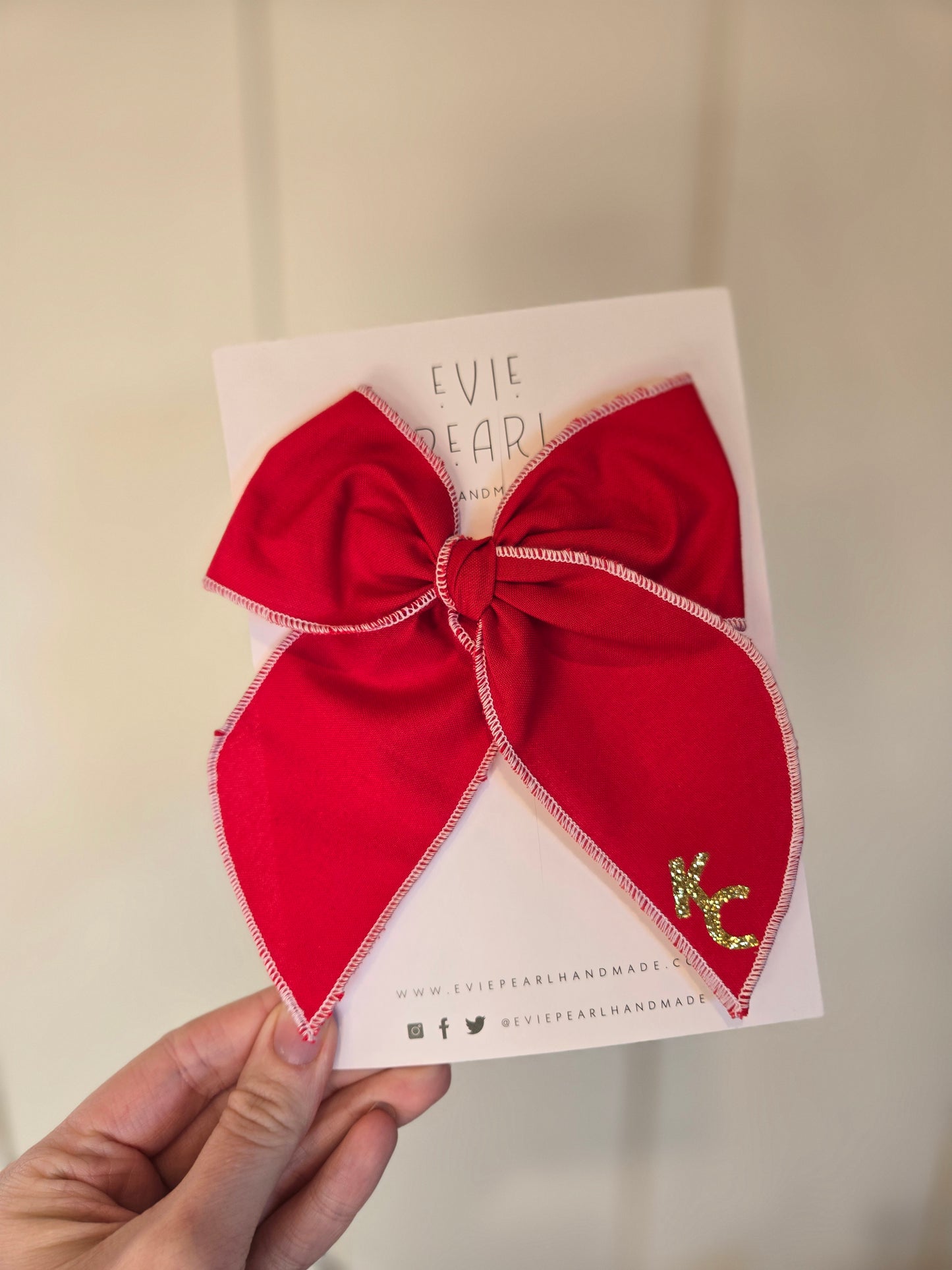 KC GOLD GLITTER Red Oversized Clip Bow