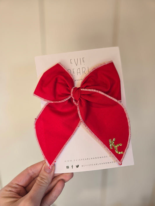 KC GOLD GLITTER Red Oversized Clip Bow