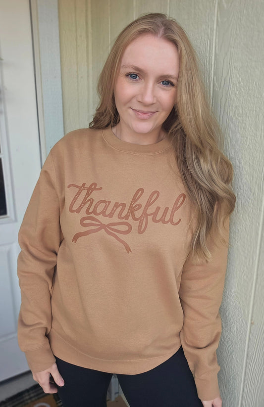 THANKFUL BOW Sand Crewneck Sweatshirt