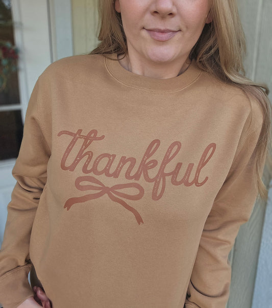 THANKFUL BOW Sand Crewneck Sweatshirt