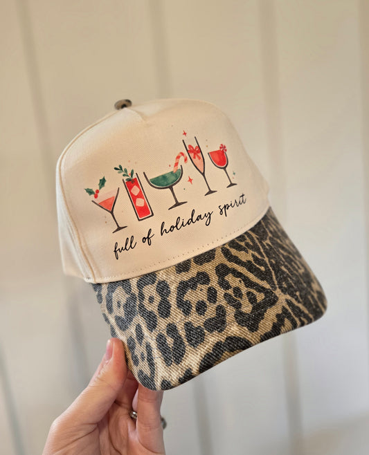 FULL OF HOLIDAY SPIRIT Leopard/Beige Trucker Hat