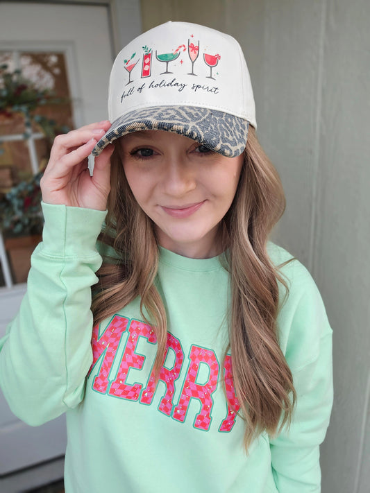 FULL OF HOLIDAY SPIRIT Leopard/Beige Trucker Hat