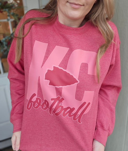KC PINK Tone on Tone Heather Red Crewneck Sweatshirt