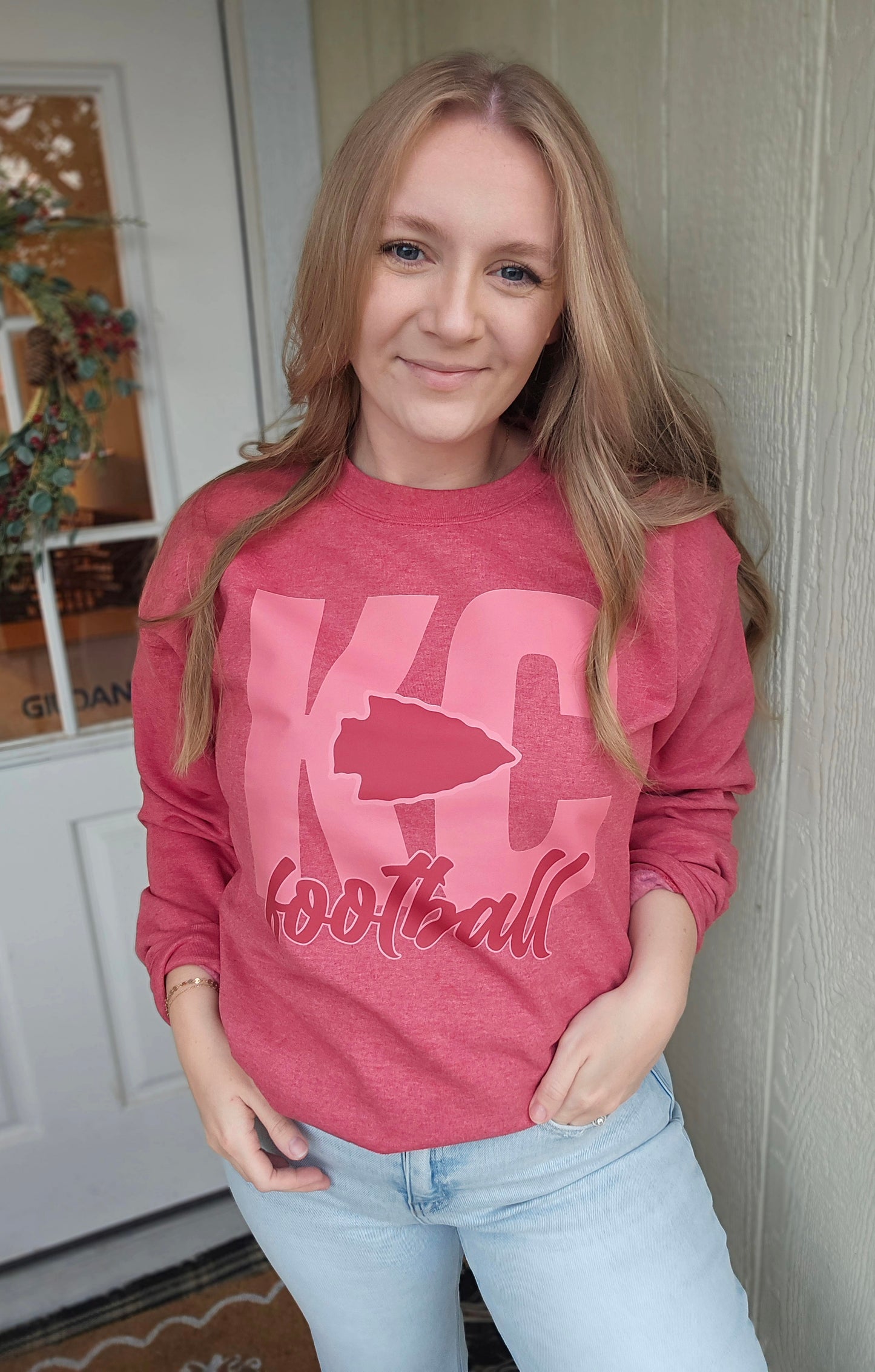 KC PINK Tone on Tone Heather Red Crewneck Sweatshirt