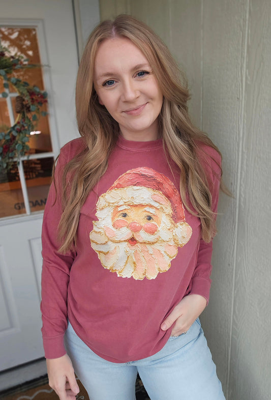 VINTAGE SANTA Red Vintage Long Sleeve Tee