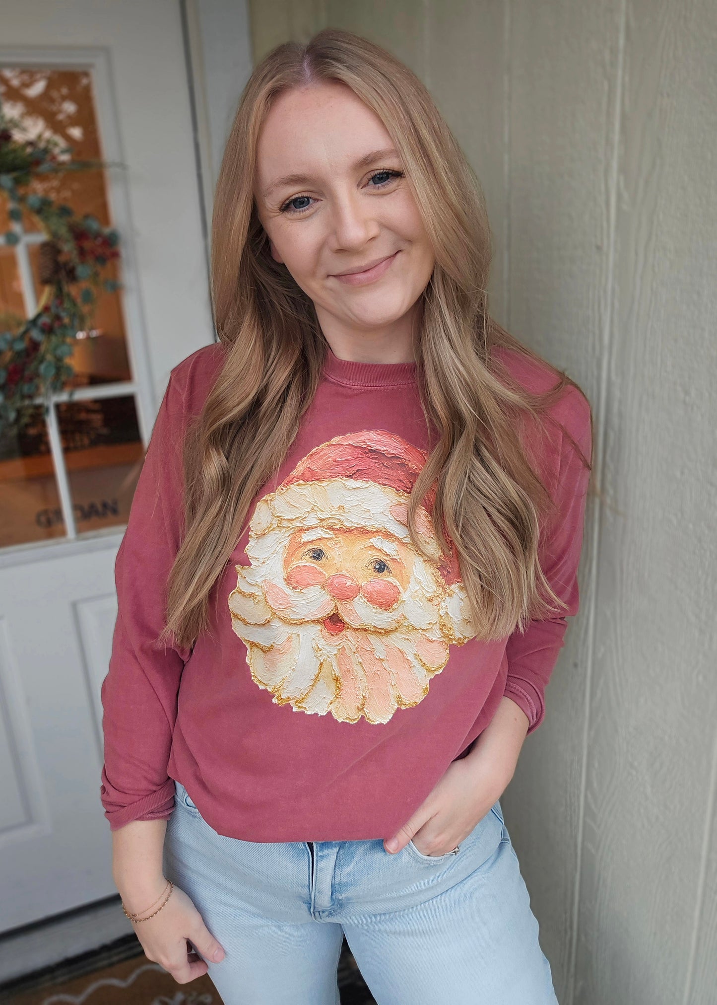 VINTAGE SANTA Red Vintage Long Sleeve Tee
