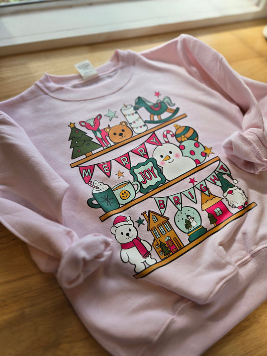 CHRISTMAS SHELVES Light Pink Crewneck (YOUTH)
