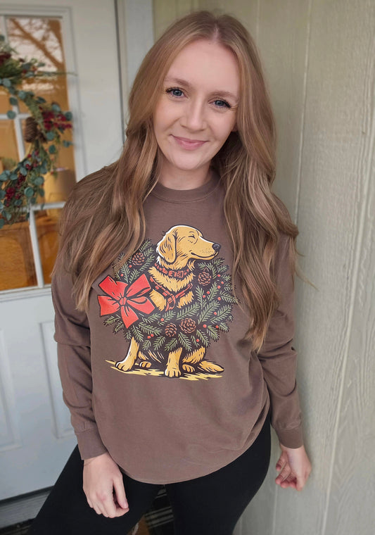 GOLDEN WREATH Espresso Vintage Long Sleeve Tee