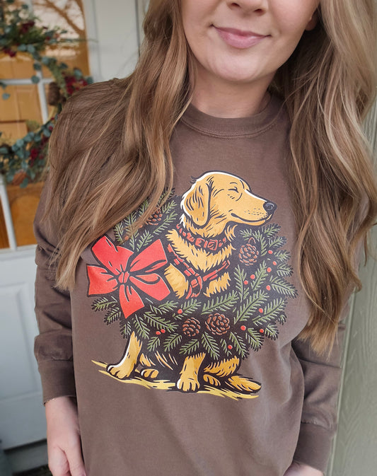 GOLDEN WREATH Espresso Vintage Long Sleeve Tee