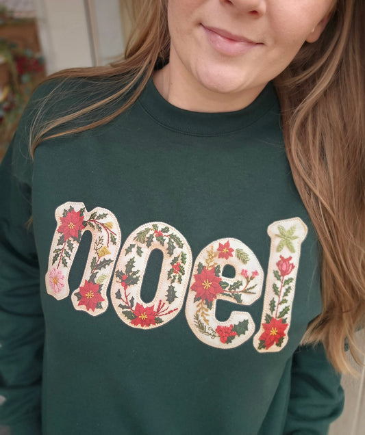 NOEL Poinsettia Forest Green Crewneck Sweatshirt