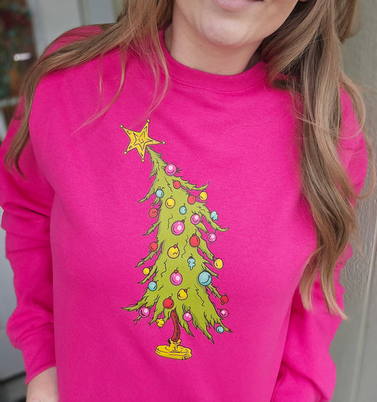 WHO TREE Bright Pink Crewneck Sweatshirt