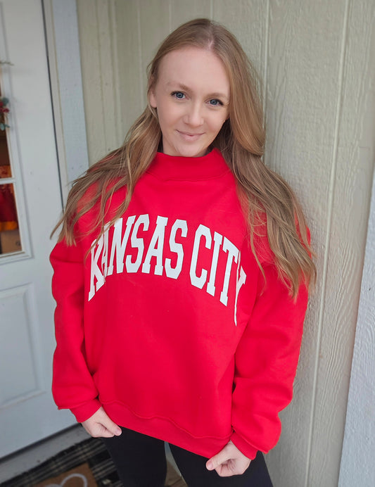 KC/KANSAS CITY Reversible Mockneck Crewneck Sweatshirt