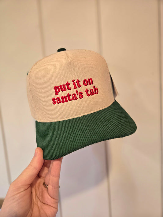 PUT IT ON SANTA'S TAB Red/Green Corduroy Trucker Hat